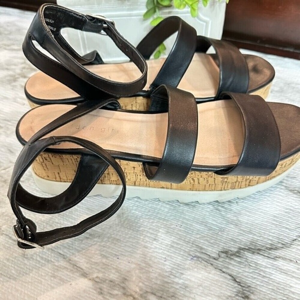 Madden Girl Black Salina Cork Look Wedge FlatForm Sporty Sandal Sz 9 - Picture 6 of 16
